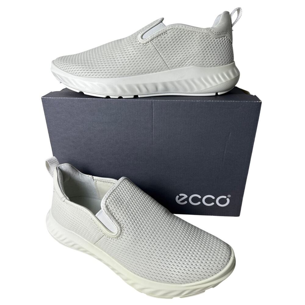 ECCO Sport Sneaker ATH-1FM Slip On Women's EU41 US 10-10.5‎ Leather Shadow White